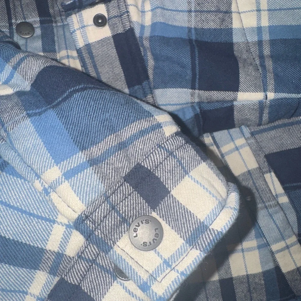 Levi's Navy and Light Blue Plaid Shirt Jacket - Picture 8 of 8